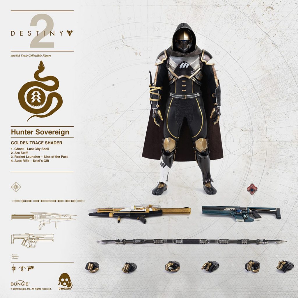 Destiny 2 Hunter Sovereign golden trace figure